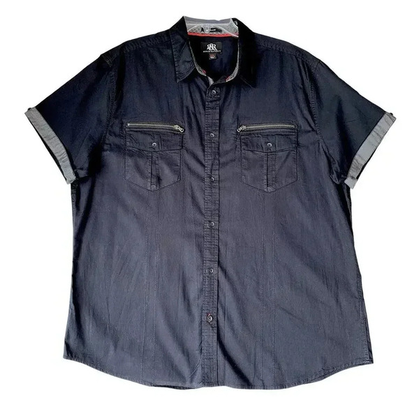 Rock & Republic Other - Rock & Republic Short Sleeves Stretch Button Up Shirt Cotton Size XXL Black